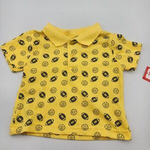 Kidgets Newborn Yellow Sport Football Basketball Polo Shirt NWT‎